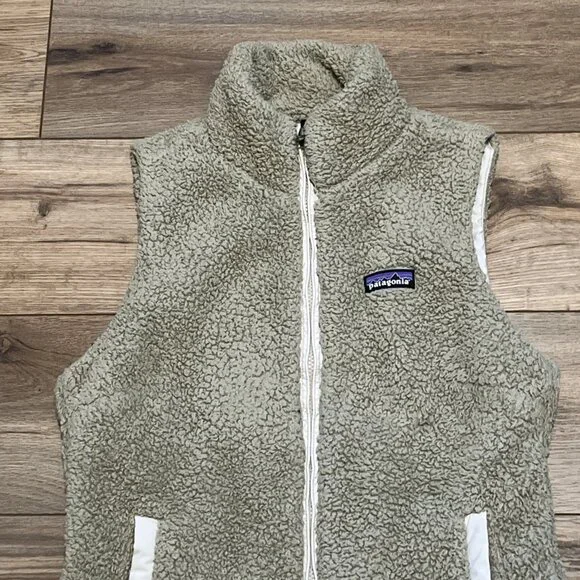 Women’s Patagonia Los Gatos Vest SZ Medium Full Zip Tan Brown Logo - Picture 2 of 11